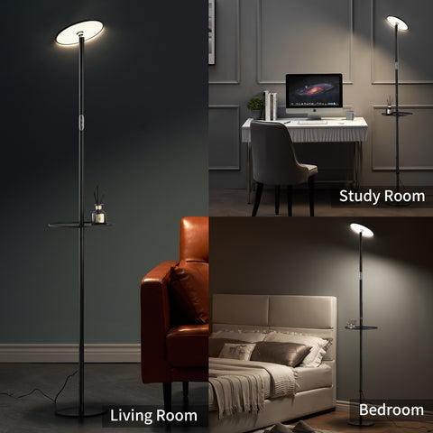 Multifunctional LED Floor Lamp with Storage Tray - Chiphy | Dual & Single Color Temperature Options (2300-6500K/4000K) - Ideal for Home & Office