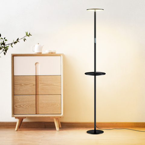 Multifunctional LED Floor Lamp with Storage Tray - Chiphy | Dual & Single Color Temperature Options (2300-6500K/4000K) - Ideal for Home & Office