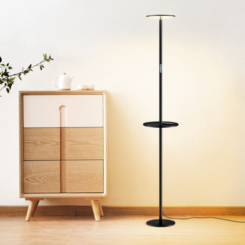 Multifunctional LED Floor Lamp with Storage Tray - Chiphy | Dual & Single Color Temperature Options (2300-6500K/4000K), Smart Plug & Remote Control - Ideal for Home & Office