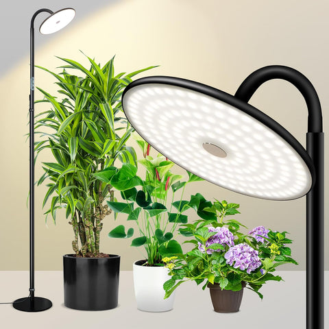 60W LED Full Spectrum Indoor Plant Light - Adjustable Height, Dimmable Brightness, 360° Flexible Head, Remote Control - Ideal for Every Growth Stage