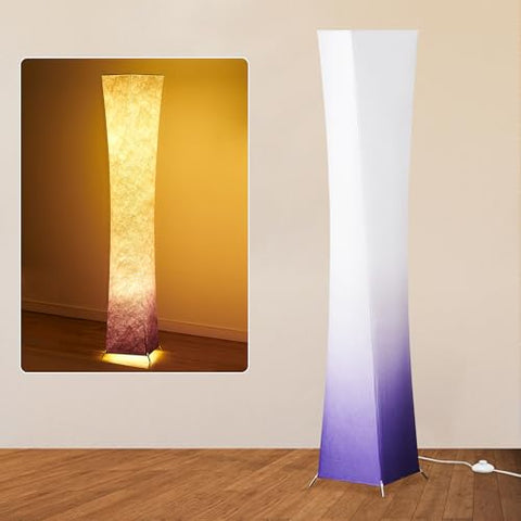 Twisted Waist Design Floor Lamp - Dimmable, 3 Levels Adjustable Brightness, 12Wx2 LED Bulbs, Purple Gradient Fabric Shade - Chiphy