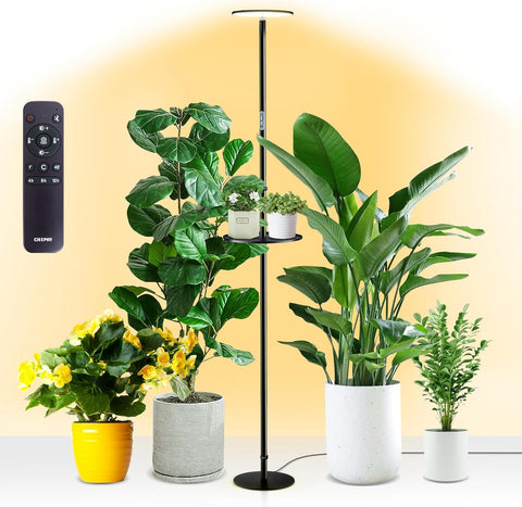 Adjustable Full Spectrum LED Grow Light - 40W, 2300-6500K, 10-Level Dimmable, Up to 69'' Height, Optional Tray, Remote & Timer - Chiphy