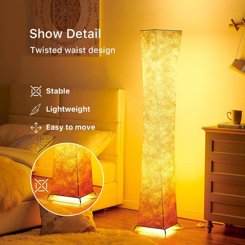 Twisted Waist Design Floor Lamp - Dimmable, 3 Levels Adjustable Brightness, 12Wx2 LED Bulbs, Red Gradient Fabric Shade - Chiphy