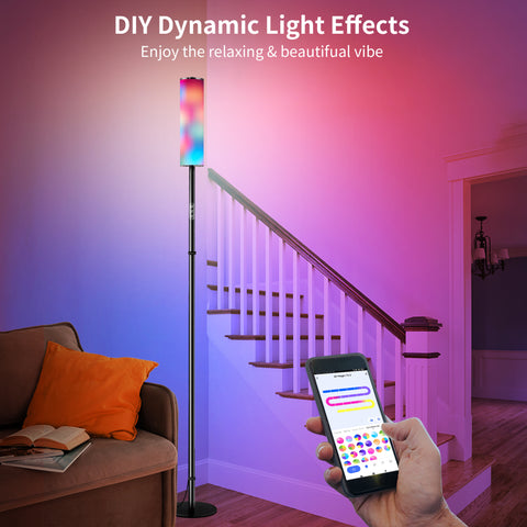 Modern 75'' RGB Color Changing Floor Lamp - Alexa & App Control, Music Sync, Ideal for Living Room, Bedroom, Gaming, Party - chiphy