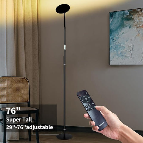 Bright & Dimmable LED Floor Lamp by chiphy: Adjustable 28''-76'', 23W-40W, 2300K-6500K, with Flexible Gooseneck & Remote, for Home Office Reading