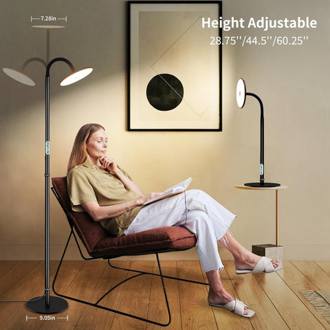 Bright & Dimmable LED Floor Lamp by chiphy: Adjustable 28''-76'', 23W-40W, 2300K-6500K, with Flexible Gooseneck & Remote, for Home Office Reading