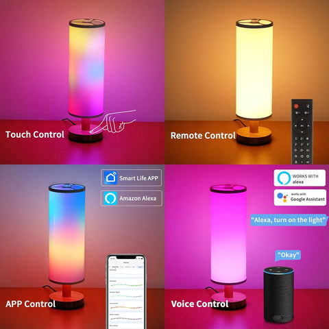 Smart RGB Table Lamp - Dimmable, Color Changing, Voice & App Control, USB Charging, Customizable - Chiphy