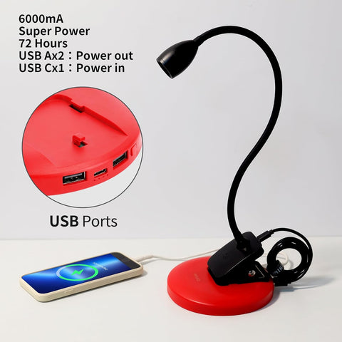 Rechargeable LED Desk Lamp - Chiphy, Clamp, Clip-on, 5 Dimmable Brightness, 4 Color Modes, Touch Control - Ideal for Home Office Desk, Dorm, Book Reading