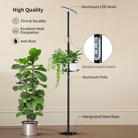 Adjustable Full Spectrum LED Grow Light - 40W, 2300-6500K, 10-Level Dimmable, Up to 69'' Height, Optional Tray, Remote & Timer - Chiphy