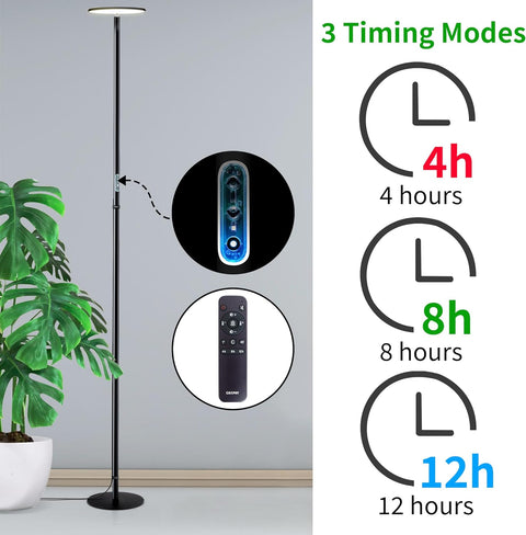 Full Spectrum 60W High-Intensity Grow Light - Adjustable 2300-6500K Color, Extendable Up to 85'', Dimmable Brightness, Smart Timer, Remote Control - Chiphy