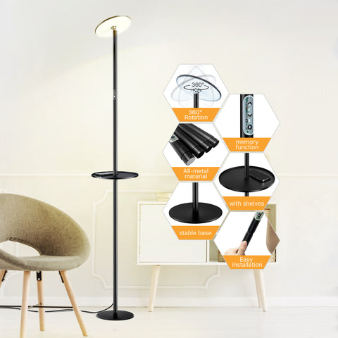 Multifunctional LED Floor Lamp with Storage Tray - Chiphy | Dual & Single Color Temperature Options (2300-6500K/4000K) - Ideal for Home & Office