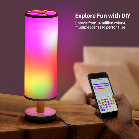 Smart RGB Table Lamp - Dimmable, Color Changing, Voice & App Control, USB Charging, Customizable - Chiphy