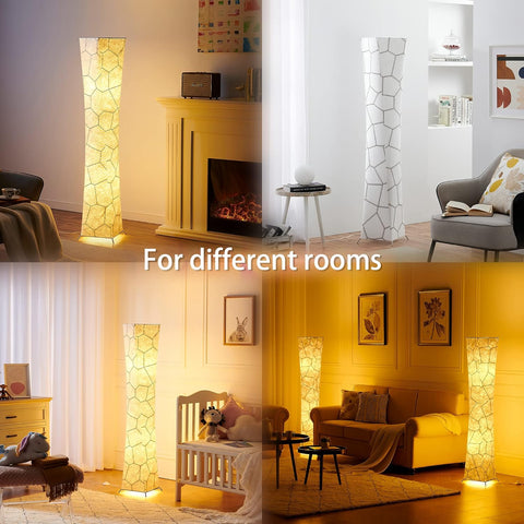 Twisted Waist Design Floor Lamp - Dimmable, 3 Levels Adjustable Brightness, 12Wx2 LED Bulbs, Mable Fabric Shade - Chiphy