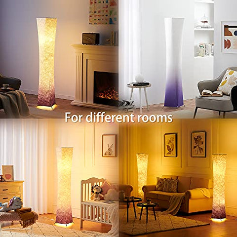Stehlampe im Twisted-Taille-Design – dimmbar, 3-stufig einstellbare Helligkeit, 12 W x 2 LED-Lampen, violetter Stoffschirm mit Farbverlauf – Chiphy