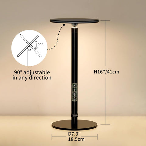 Dimmbare LED-Tischlampe, 20 W, 1500 Lumen, 2300 K-6500 K verstellbar, industrielles Metallgehäuse – Chiphy Nachttischlampe für Schlafzimmer, Esszimmer, Wohnzimmer