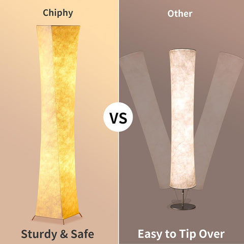 Twisted Waist Design Floor Lamp - Dimmable, 3 Levels Adjustable Brightness, 12Wx2 LED Bulbs, White Fabric Shade - Chiphy