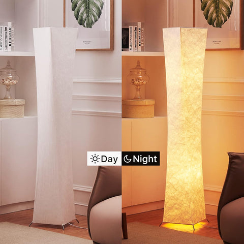 Twisted Waist Design Floor Lamp - Dimmable, 3 Levels Adjustable Brightness, 12Wx2 LED Bulbs, White Fabric Shade - Chiphy