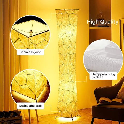 Twisted Waist Design Floor Lamp - Dimmable, 3 Levels Adjustable Brightness, 12Wx2 LED Bulbs, Mable Fabric Shade - Chiphy