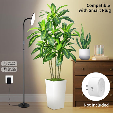 60W LED Full Spectrum Indoor Plant Light - Adjustable Height, Dimmable Brightness, 360° Flexible Head, Remote Control - Ideal for Every Growth Stage