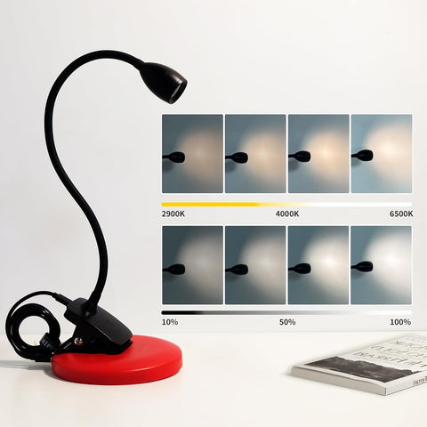 Rechargeable LED Desk Lamp - Chiphy, Clamp, Clip-on, 5 Dimmable Brightness, 4 Color Modes, Touch Control - Ideal for Home Office Desk, Dorm, Book Reading