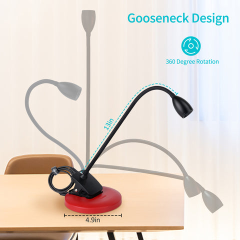 Rechargeable LED Desk Lamp - Chiphy, Clamp, Clip-on, 5 Dimmable Brightness, 4 Color Modes, Touch Control - Ideal for Home Office Desk, Dorm, Book Reading