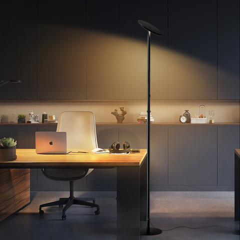 Aluminium-LED-Stehleuchte - Chiphy | Zwei Farbtemperaturen (2300-6500 K) und einstellbare Helligkeit, 40 W/2400 LM, 69 Zoll hoch mit 4 Höhen – vielseitig einsetzbar für Wohnzimmer, Schlafzimmer, Lesen