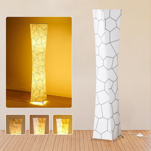 Twisted Waist Design Floor Lamp - Dimmable, 3 Levels Adjustable Brightness, 12Wx2 LED Bulbs, Mable Fabric Shade - Chiphy