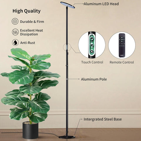 Full Spectrum 60W High-Intensity Grow Light - Adjustable 2300-6500K Color, Extendable Up to 85'', Dimmable Brightness, Smart Timer, Remote Control - Chiphy