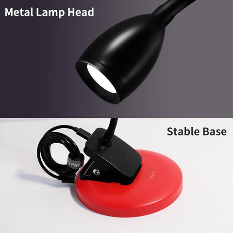 Rechargeable LED Desk Lamp - Chiphy, Clamp, Clip-on, 5 Dimmable Brightness, 4 Color Modes, Touch Control - Ideal for Home Office Desk, Dorm, Book Reading