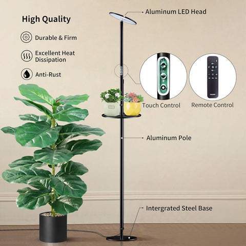 Adjustable Full Spectrum LED Grow Light - 40W, 2300-6500K, 10-Level Dimmable, Up to 69'' Height, Optional Tray, Remote & Timer - Chiphy