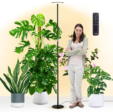 60W LED Full Spectrum Indoor Plant Light - Adjustable Height, Dimmable Brightness, 360° Flexible Head, Remote Control - Ideal for Every Growth Stage