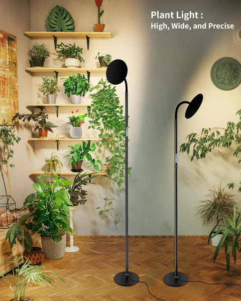 chiphy Grow Lamp, 40W Full Spectrum Grow Lights for Indoor Plants, 4H/8H/12H Timer, 2300K-6500K, 10 Dimmable Levels, 76''Height Adjustable, Remote Control, Ideal for Tall Large Plants