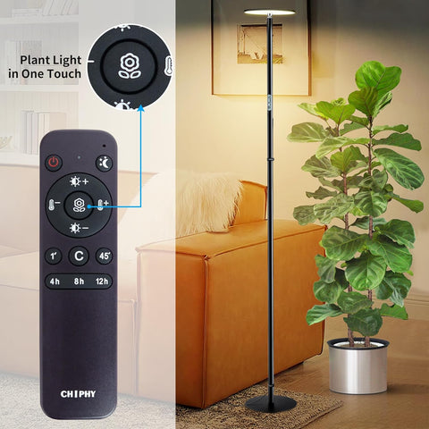 Adjustable Full Spectrum LED Grow Light - 40W, 2300-6500K, 10-Level Dimmable, Up to 69'' Height, Optional Tray, Remote & Timer - Chiphy