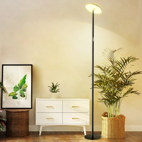 Aluminum LED Floor Lamp - Chiphy | Dual Color Temperature (2300-6500K) & Adjustable Brightness, 40W/2400LM, 69" Tall with 4 Heights - Versatile for Living Room, Bedroom, Reading