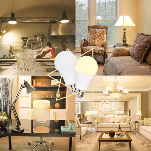 Dimmable LED Light Bulbs by chiphy | 1200 Lumens Brightness | 12W (120W Equivalent) | Warm White 2700K | A19/E27 Base | 3-Level Brightness Without Dimmer | Energy-Saving Standard Replacement | 2-Pack