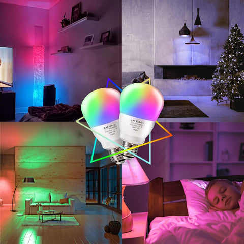 Remote-Controlled Multicolor LED Light Bulbs by chiphy | 7 Colors & Adjustable Brightness | 9W (60W Equivalent) | A19 Base | 2500K-6500K Adjustable Color Temperature | 2-Pack