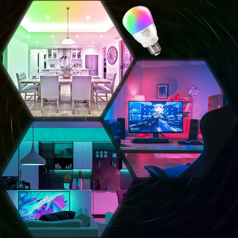 Remote-Controlled Multicolor LED Light Bulbs by chiphy | 7 Colors & Adjustable Brightness | 9W (60W Equivalent) | A19 Base | 2500K-6500K Adjustable Color Temperature | 2-Pack