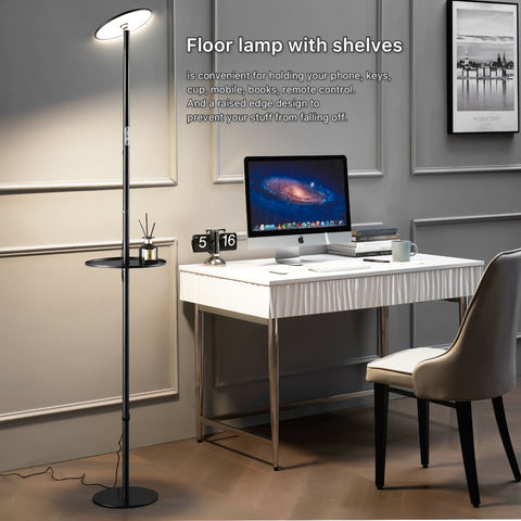 Multifunctional LED Floor Lamp with Storage Tray - Chiphy | Dual & Single Color Temperature Options (2300-6500K/4000K) - Ideal for Home & Office