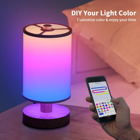 Smart RGB Table Lamp - Dimmable, Color Changing, Voice & App Control, USB Charging, Customizable - Chiphy