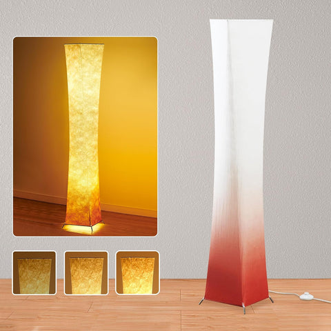 Stehlampe im Twisted-Taille-Design – dimmbar, 3-stufig einstellbare Helligkeit, 12 W x 2 LED-Lampen, roter Stoffschirm mit Farbverlauf – Chiphy